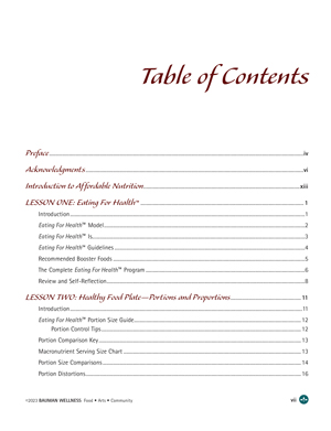 image: Affordable Nutrition Third Edition Table of Contents