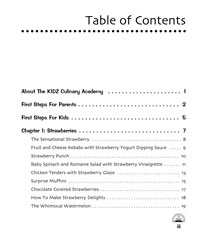 image: KIDZ Culinary Academy Cookbook Table of Contents