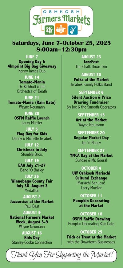 image: Oshkosh Saturday Farmers' Markets Summer Rack Card