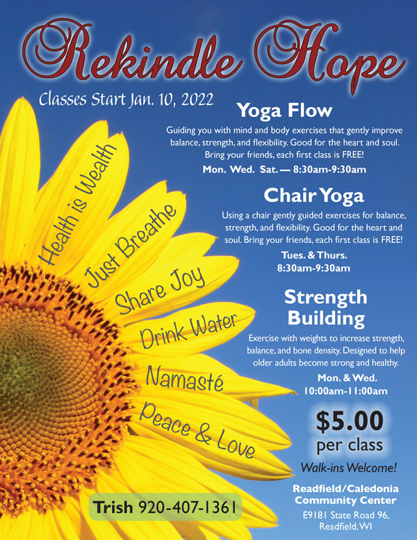 Rekindle Hope Yoga Winter 2021 Flyer
