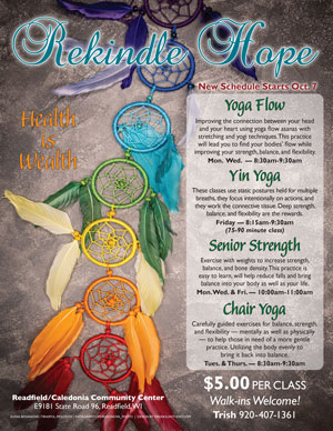 image: Rekindle Hope Yoga Spring 2022 Flyer