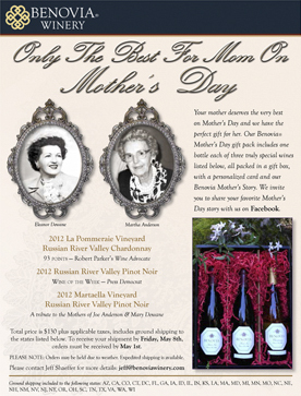image: Benovia Winery Spring 2015 Mother's Day Gift Box Email Flyer